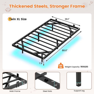 Wrought Studio™ Floating Bed Frame With Led Lights,Metal Platform Bed